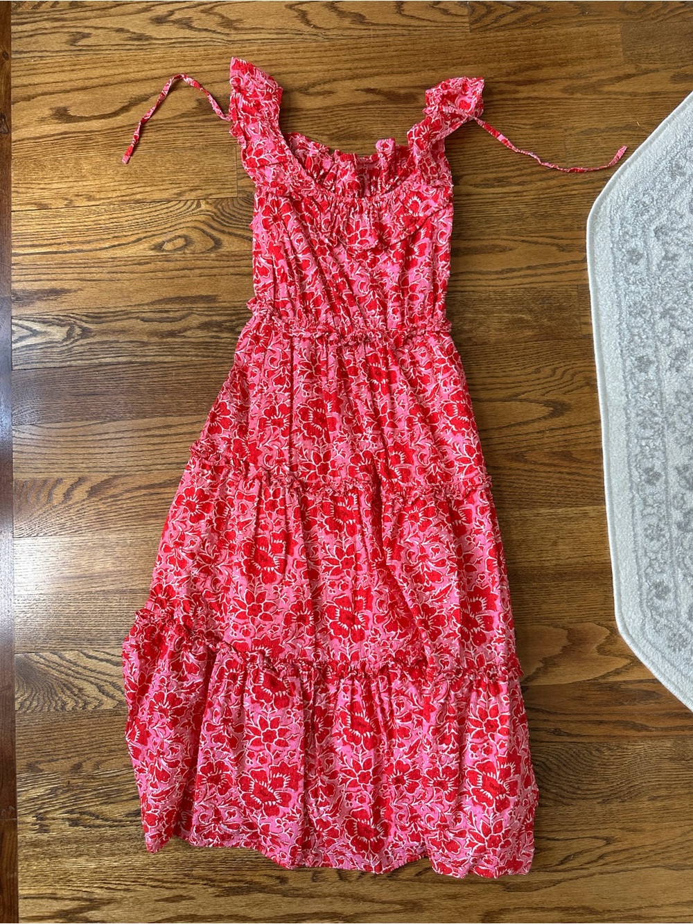 J. Crew Pink and Red Floral Ruffled Sundress - Picture 1 of 2